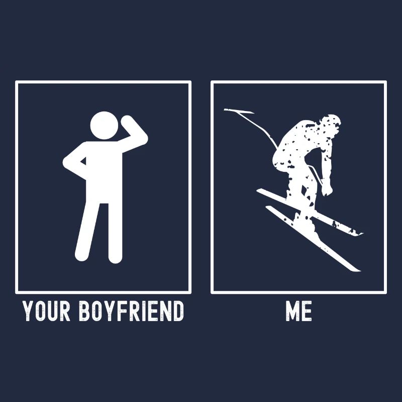 Your friend - me - skiing downhill stylized