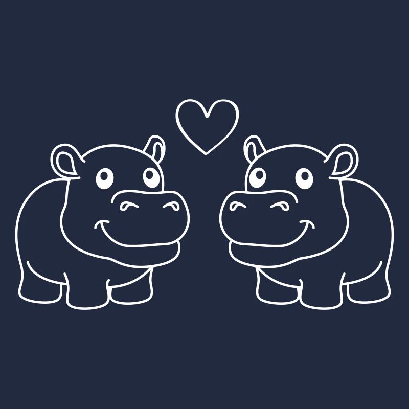 Nilpferd Comic Tier Paar Liebe