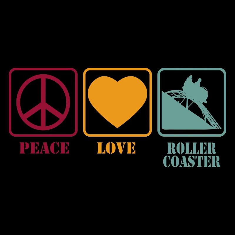Roller Coaster Shirt Peace Love Rétro