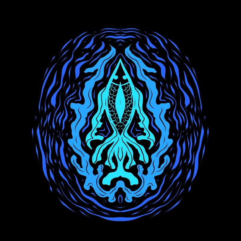 "AQUA" ~ Psychedelic Fish Pattern