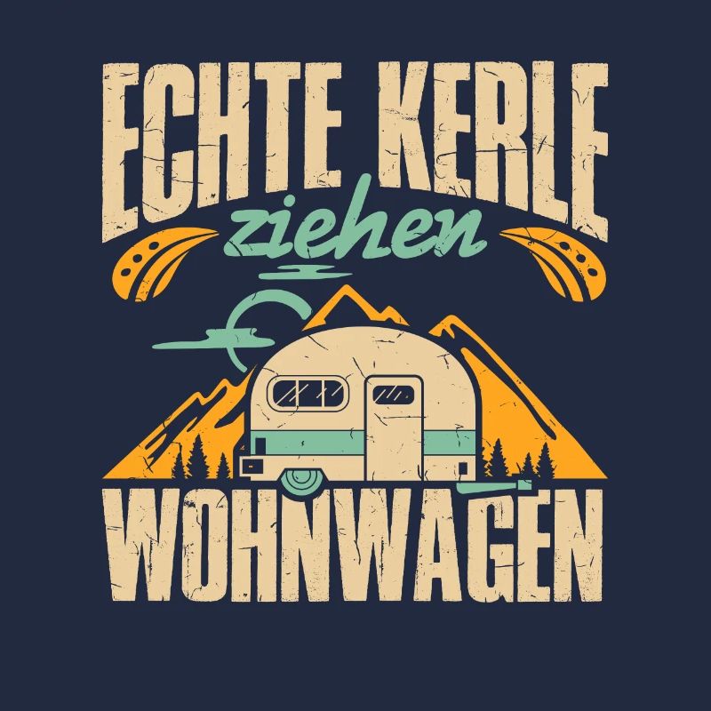 Camping Echte Kerle ziehen Wohnwagen