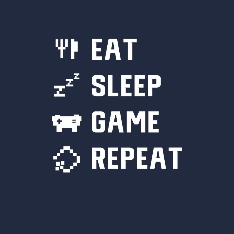 Eat, Sleep, Game, Repeat, Burger, Bett, Controller