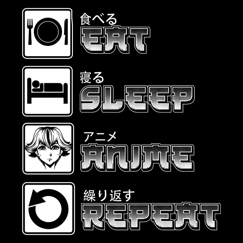 Eat Sleep Anime Repeat Retro Anime Merch Otaku