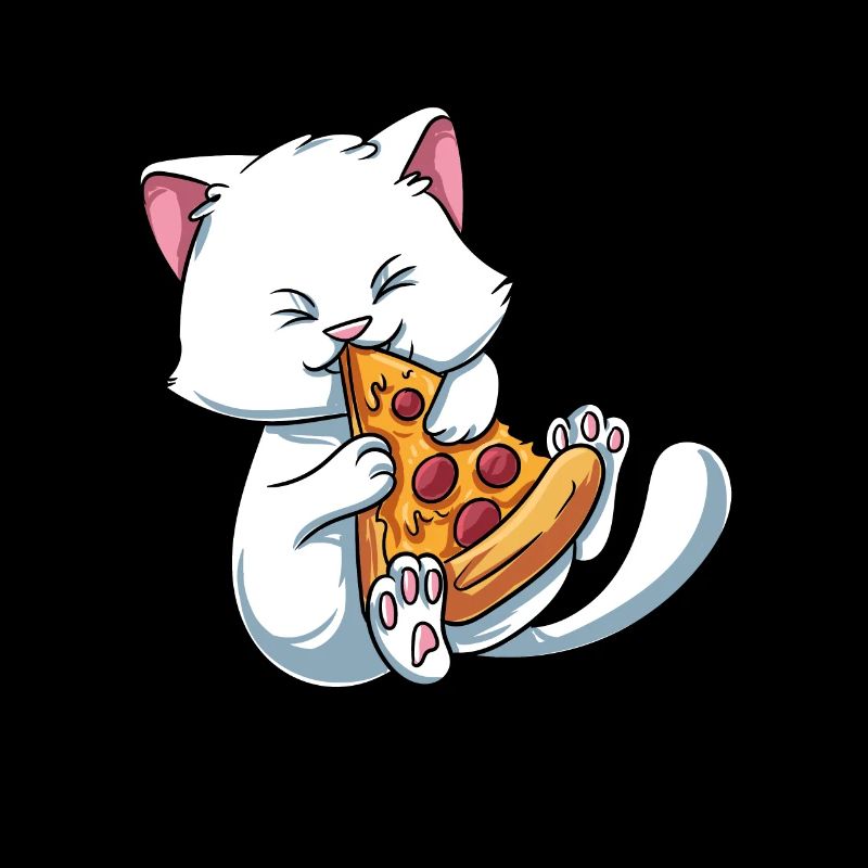 Kätzchen Katze isst Pizza