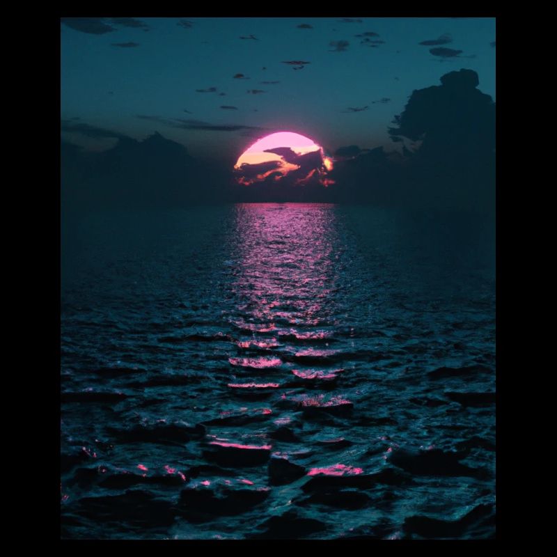 Vaporwave Aesthetic Sunset Sea