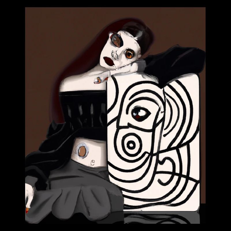 Kubismus Kunst Goth Mädchen Mit Einem Gemälde In