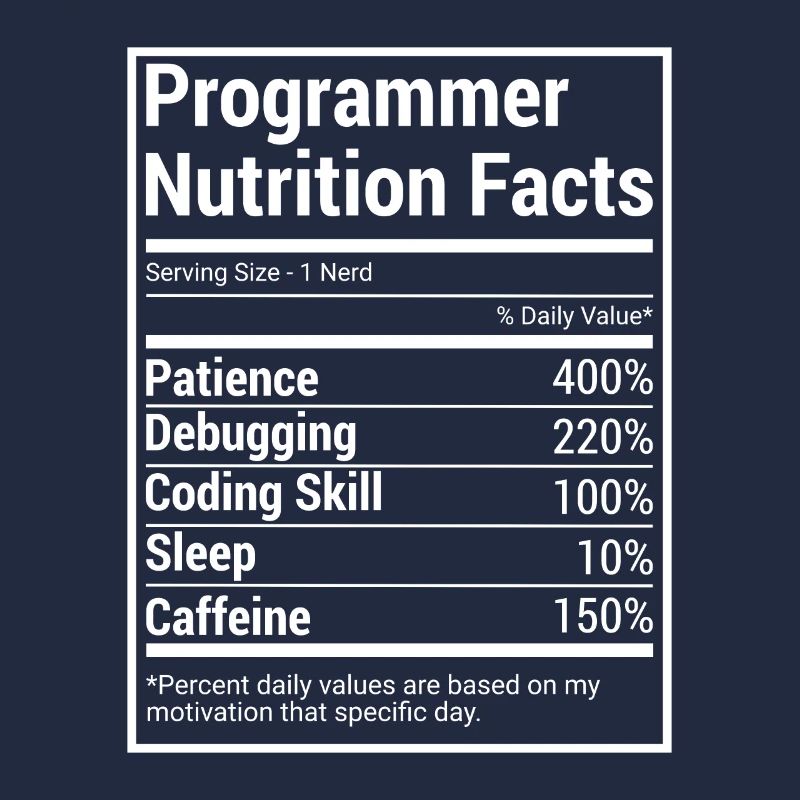 Programmeur Nutrition Facts pour les programmeurs