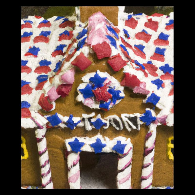 American Christmas Gingerbread House with US