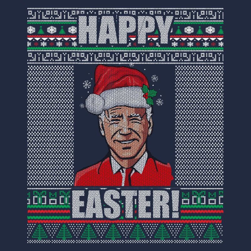 Drôle Biden Pull de Noël moche Joyeuses Pâques