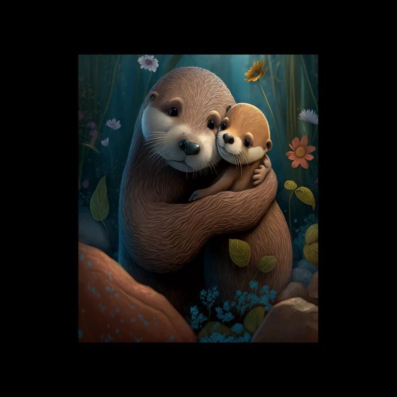 Mignon bébé loutre Amour de la mère Bébé Loutre