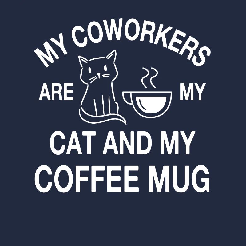 Home office with cat and coffee