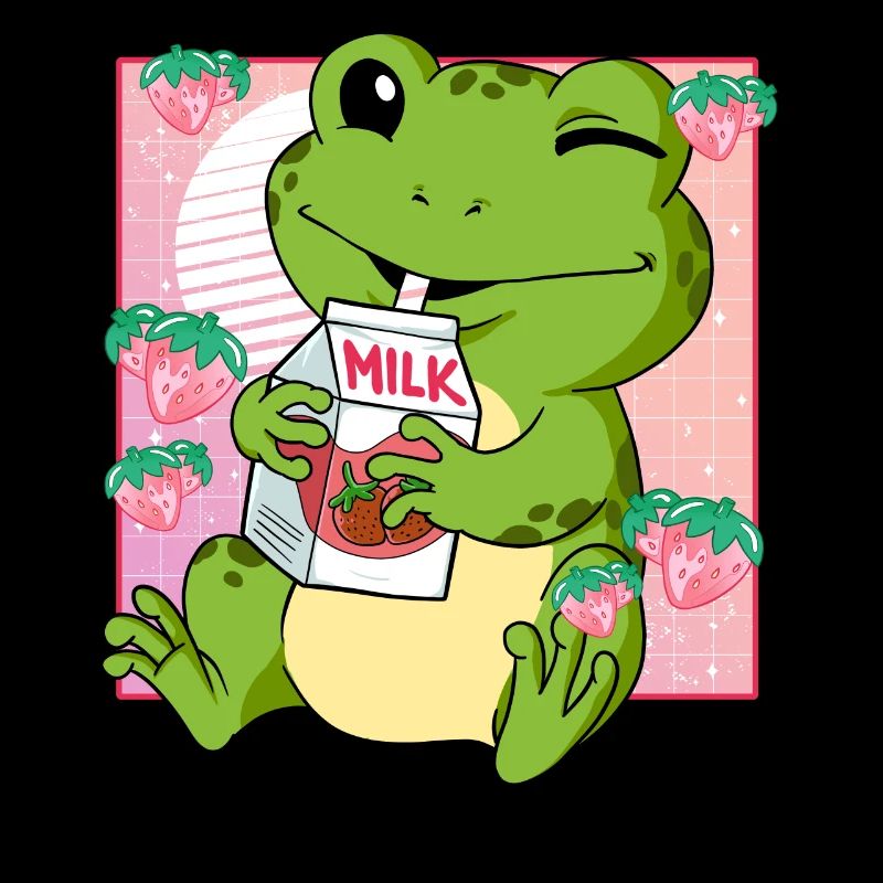 Kawaii Frosch Erdbeermilch