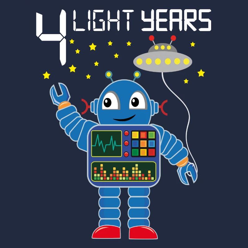 Robot congratulates 4 light years old four years