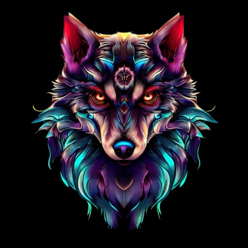 Wolf's Head Synthwave Wolf