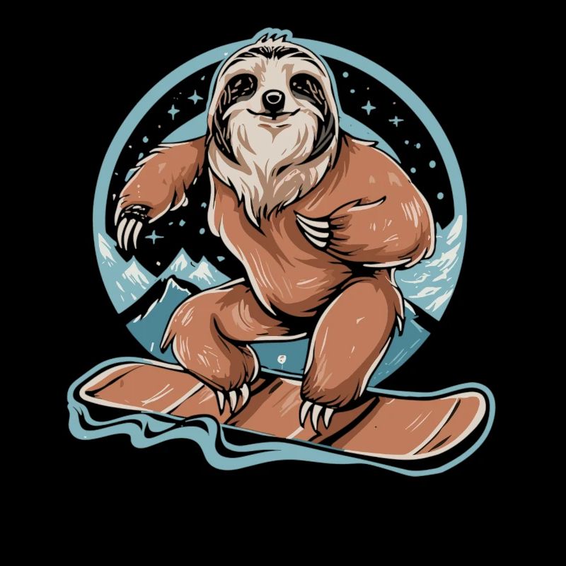 Snowboarding fun with the sloth