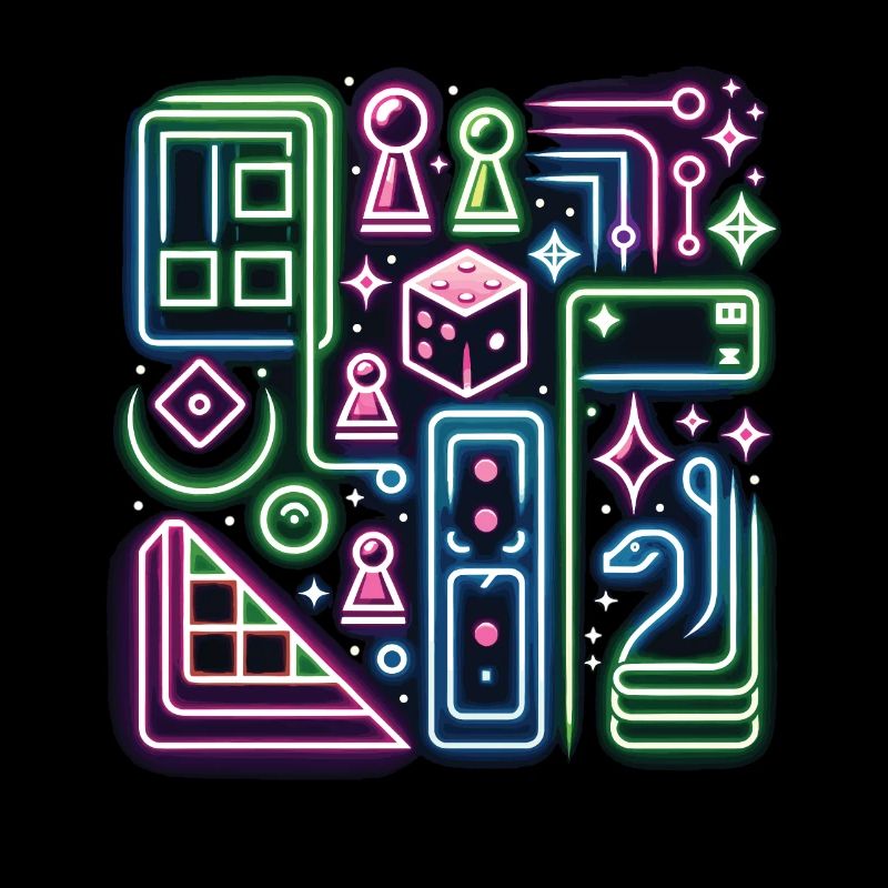 Jeu de société d’aventure dans le style néon et cybernétique