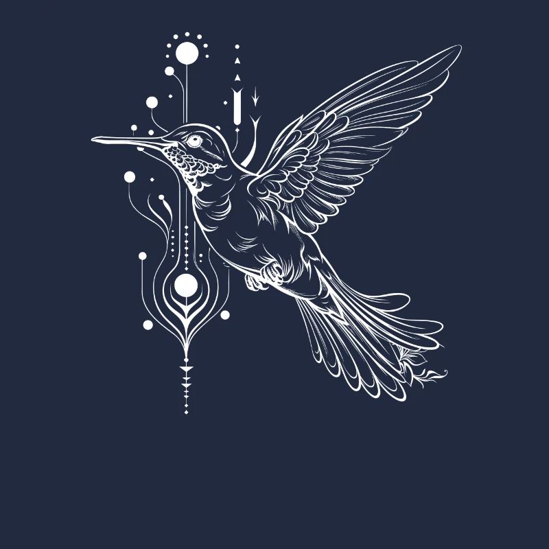 Hummingbird Abstract Line Art