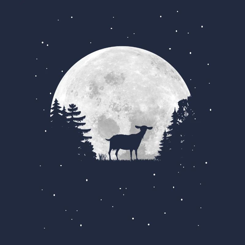 Pleine Lune - Nuit - Silhouette de Chèvre