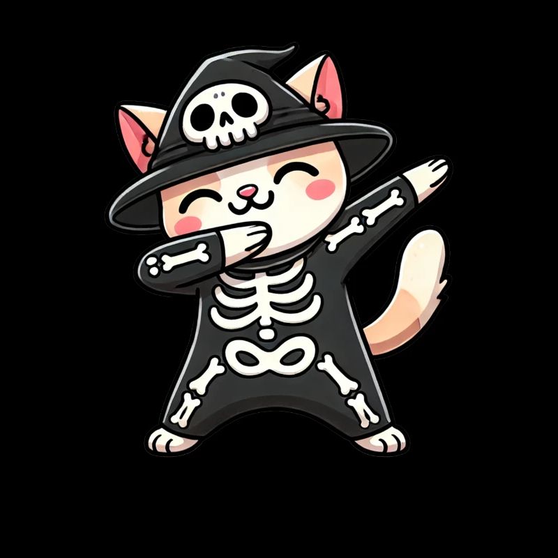 Chat Halloween Squelette Chat Mignon Enfants