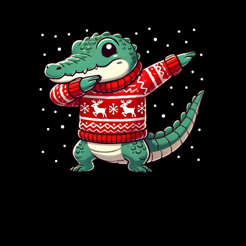 Crocodile de Noël Drôle Crocodile Moche