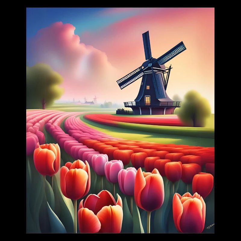 A beautiful tulip field in Holland