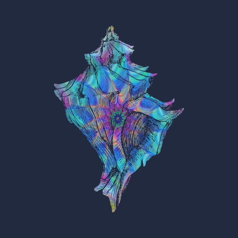 Magical Conch Shell Trippy Seashell Psychedelic