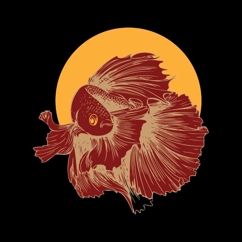 Betta Splendens Retro print I Siamese Fighting