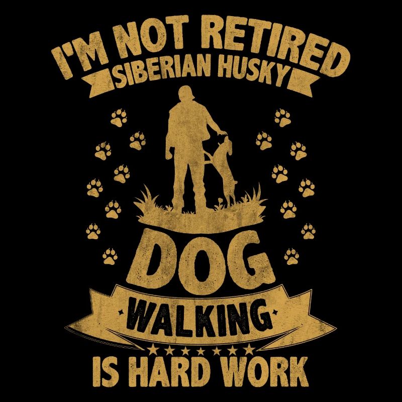 Siberian Husky Dog Walking Is Hard Work Retired