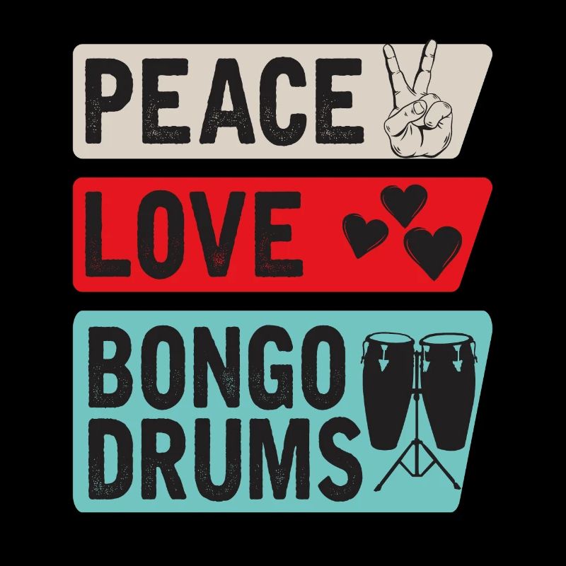 Peace Love Bongo Drums Music Instrument