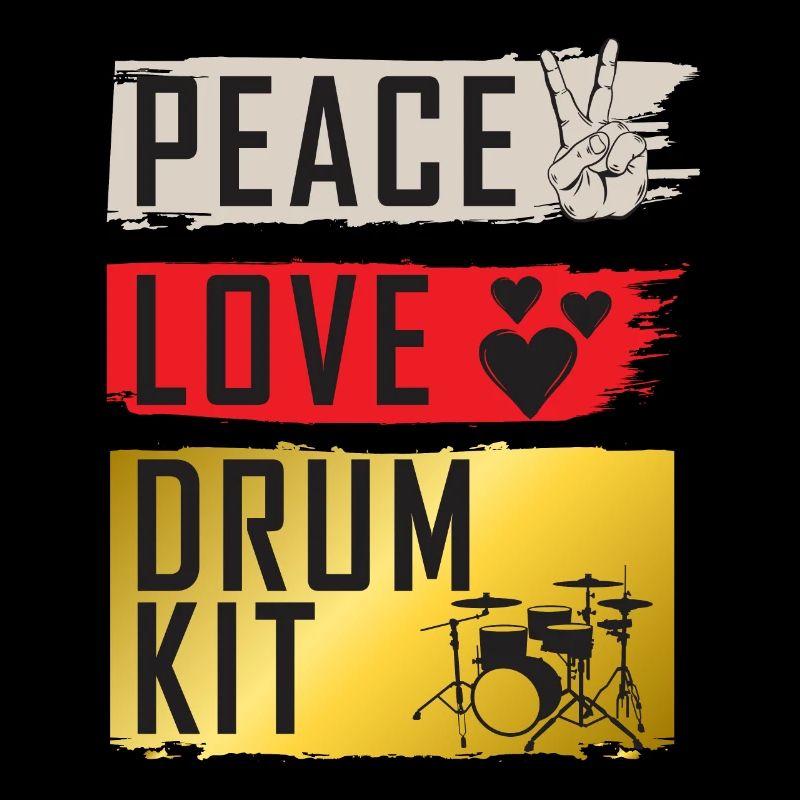 Peace Love Drum Kit Instrument Drummers