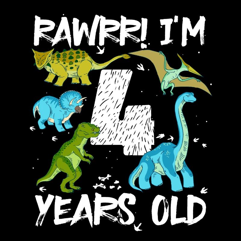 Four 4 years 4th birthday 4 years, dinosaur