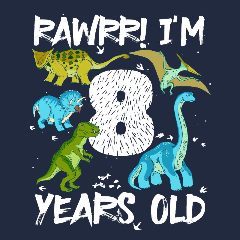 Huit, 8 ans, 8e anniversaire, 8 ans, dinosaure