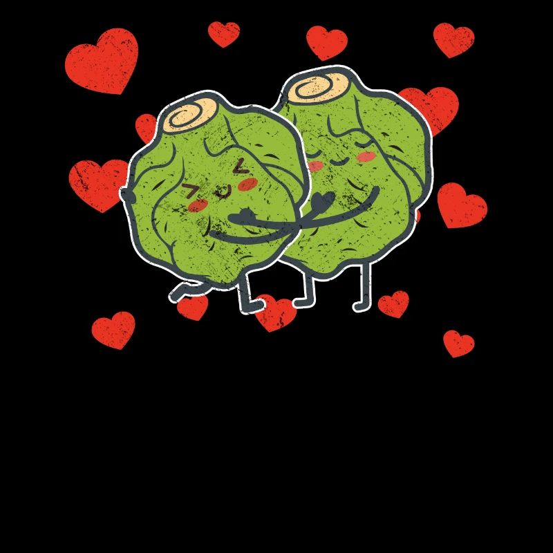 Brussels Sprout Couple Hugging Brussels Sprout