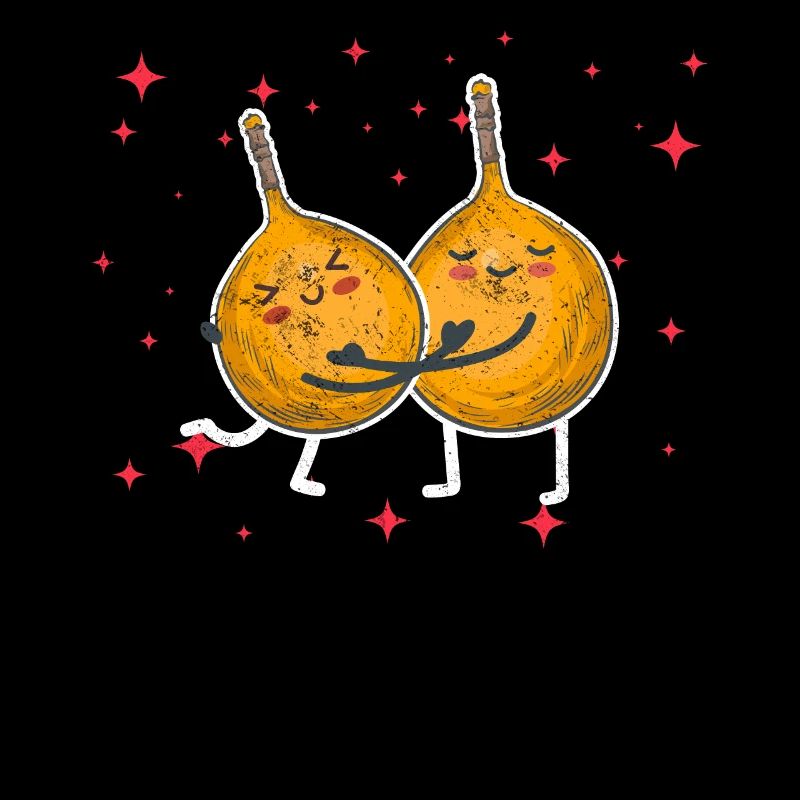 Cute Granadilla Couple Hugging Granadilla Fruit