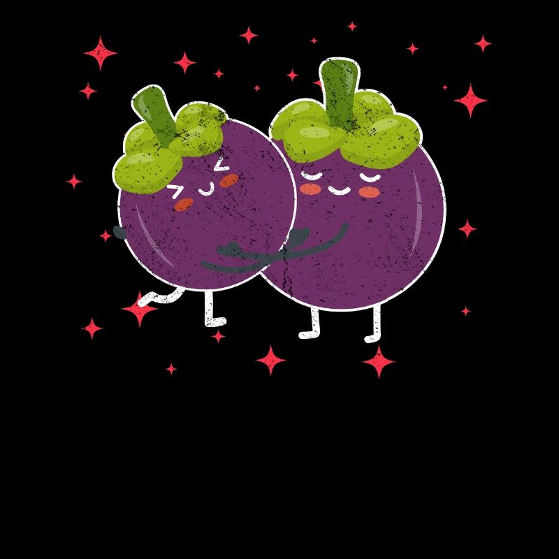 Cute Mangosteen Couple Hugging Mangosteen Lovers
