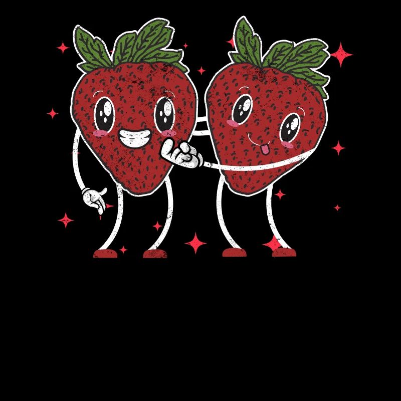 Cute Strawberry Couple Hugging Strawberry Lovers