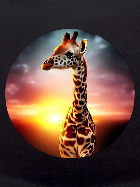 Young giraffe in sunset