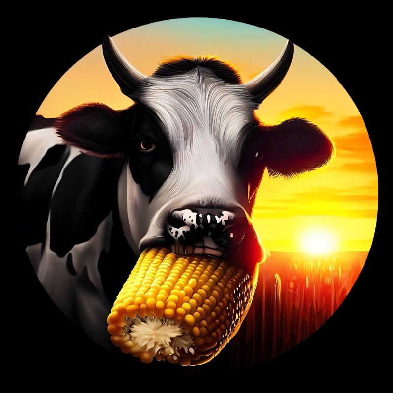 Vache appréciant le maïs