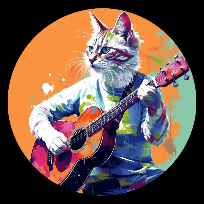 Cat joue de la guitare