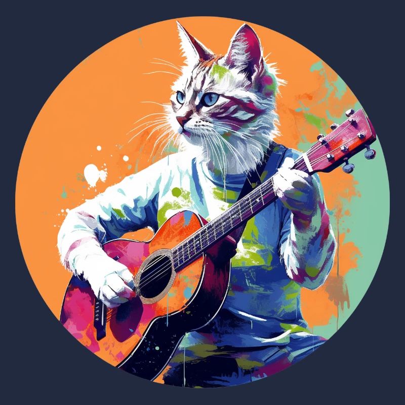 Cat playing guitar