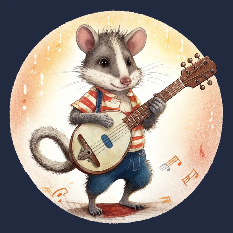 Opossum playing banjo