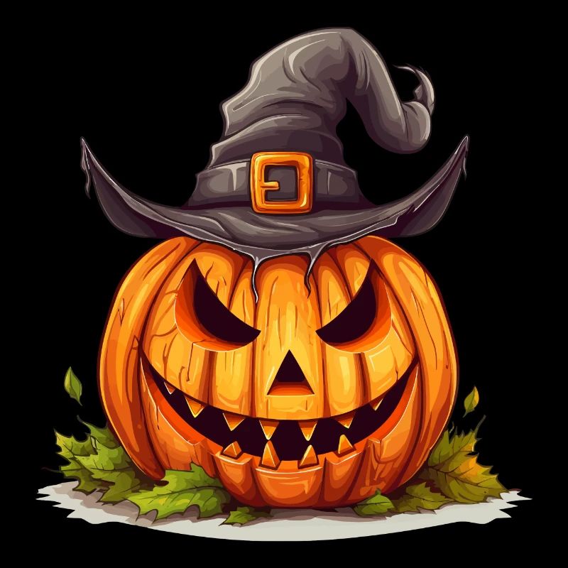Lächelnder Halloween Kürbis mit Zauber Hut