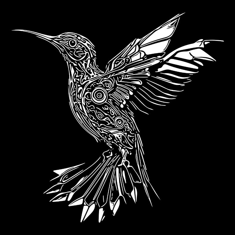 Geometrischer Kolibri im Flug