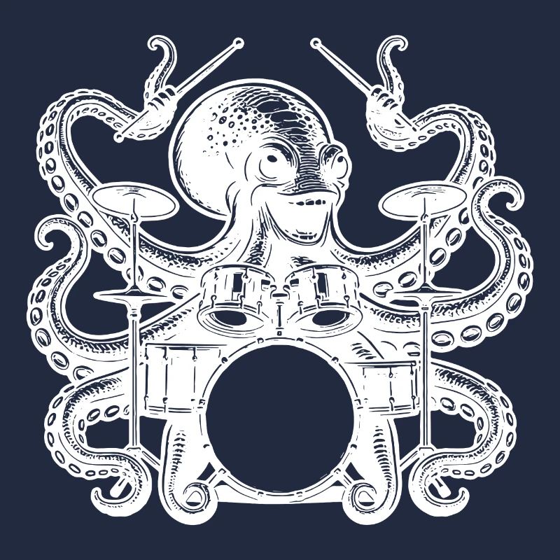 Charming octopus on drums