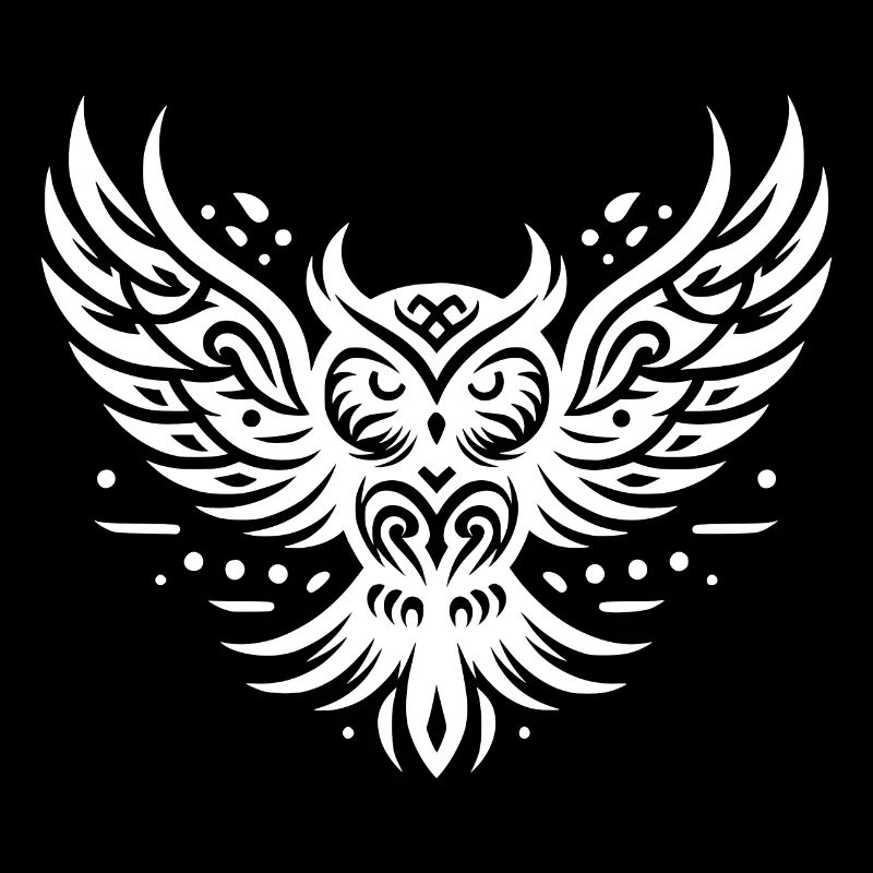Hibou volant dans le style de tatouage