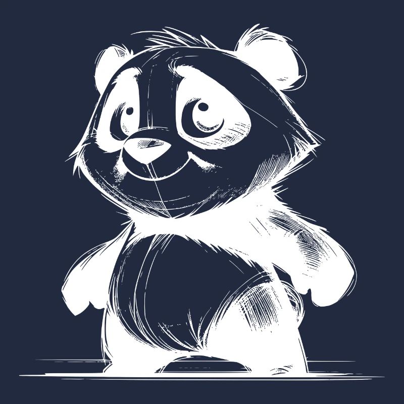 Mignon bébé ours panda avec de grands yeux croquis