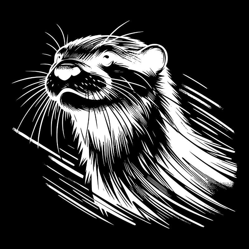 Cuddly Otter Portrait Small Pencil Sketch
