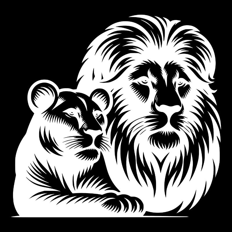 Lion and Lioness Head Style Portrait