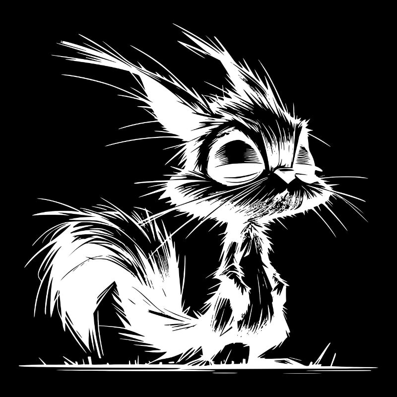 Tired Baby Squirrel Pencil Sketch
