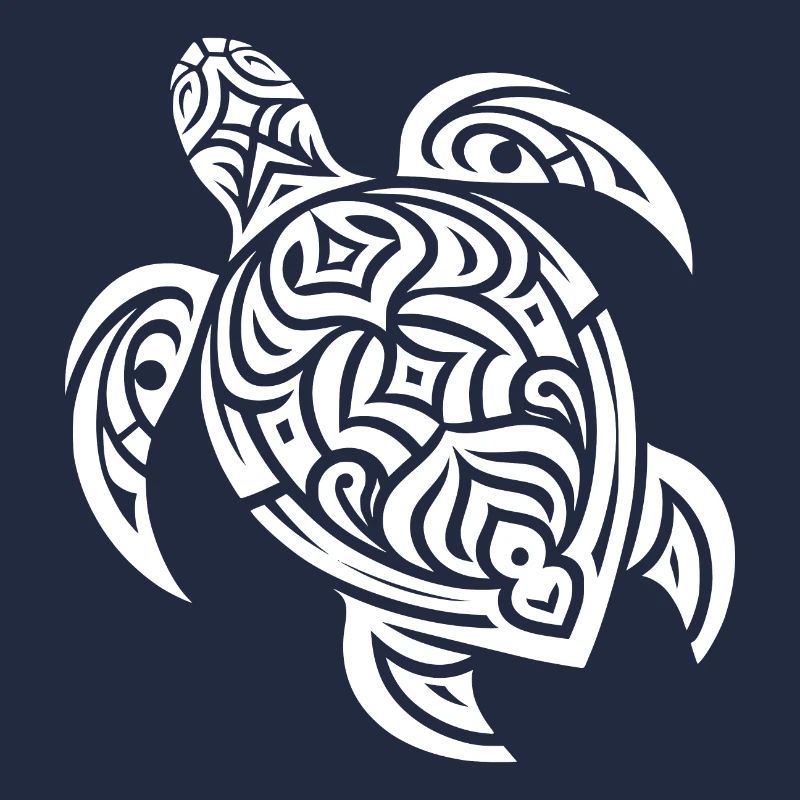 Cute Water Turtle Tribal Tattoo Style